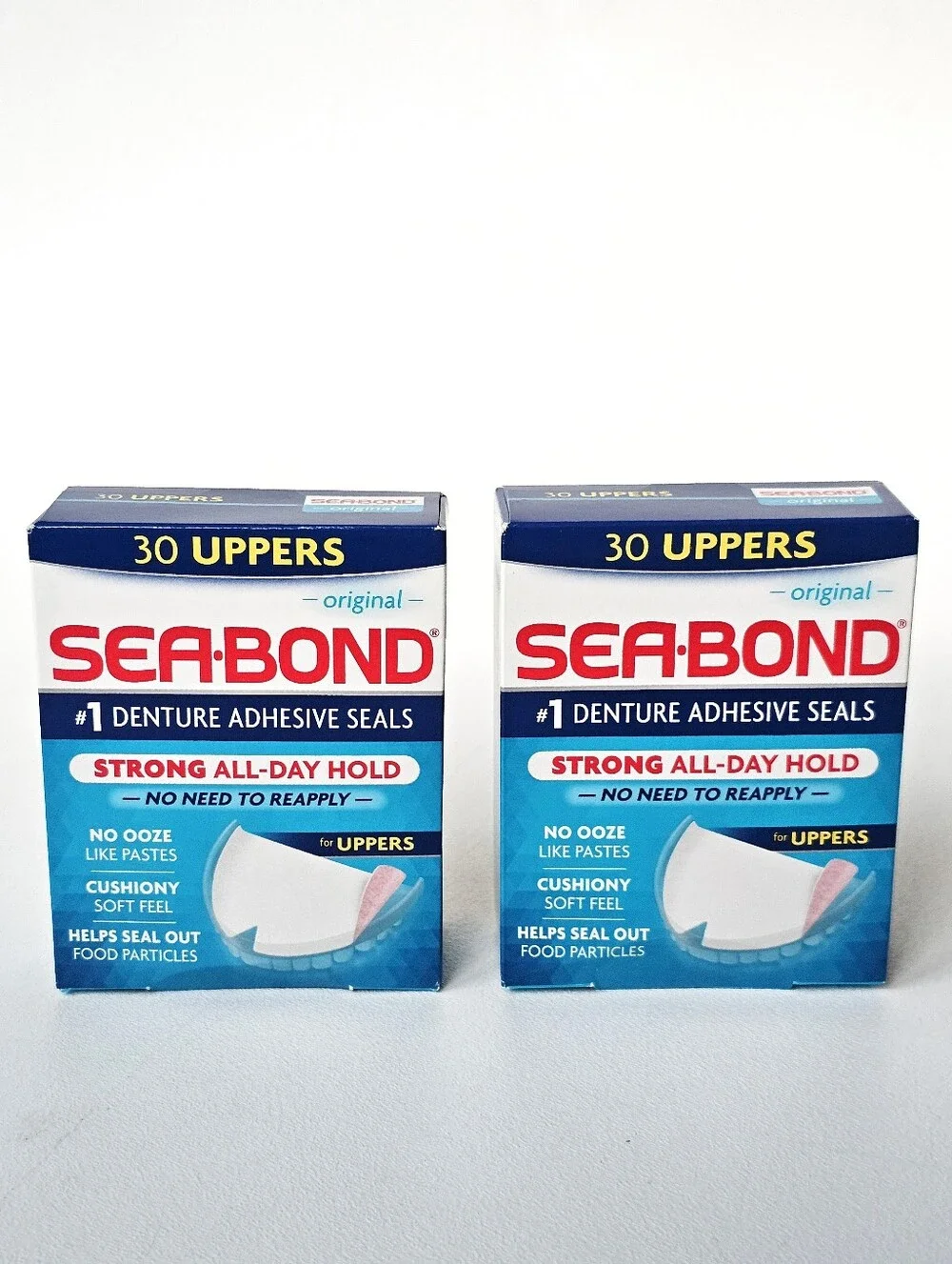 Sea-Bond Secure Denture Adhesive Seals Original Uppers Zinc-Free 2 Pack